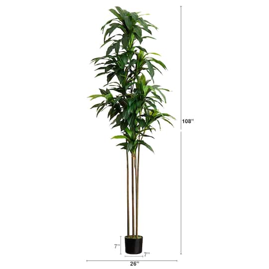 9ft. Potted Green Artificial Dracaena Tree with Real Touch Leaves